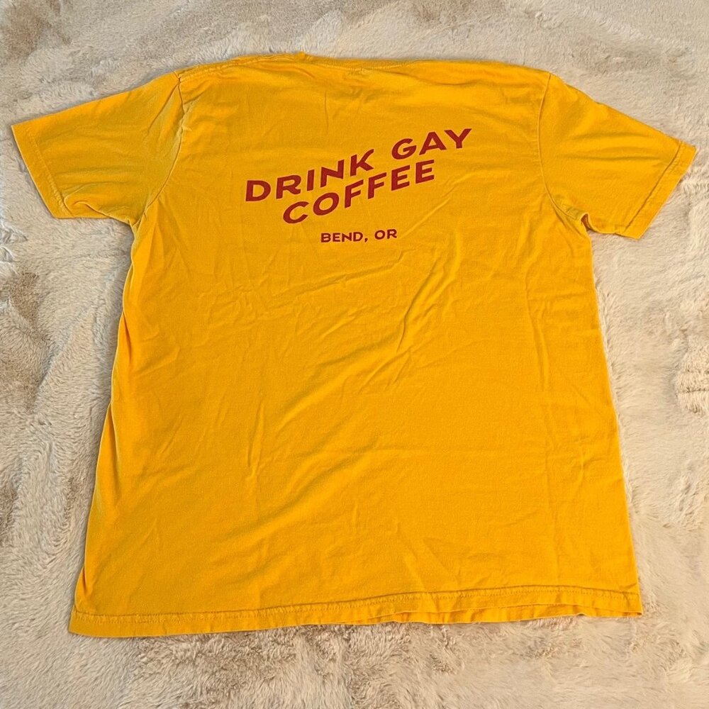 Drink Gay Coffee Turtle Island Bend Oregon Pride Graphic Short Sleeve T Shirt